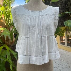 Anthropologie White Sleeveless Swing Top Cropped